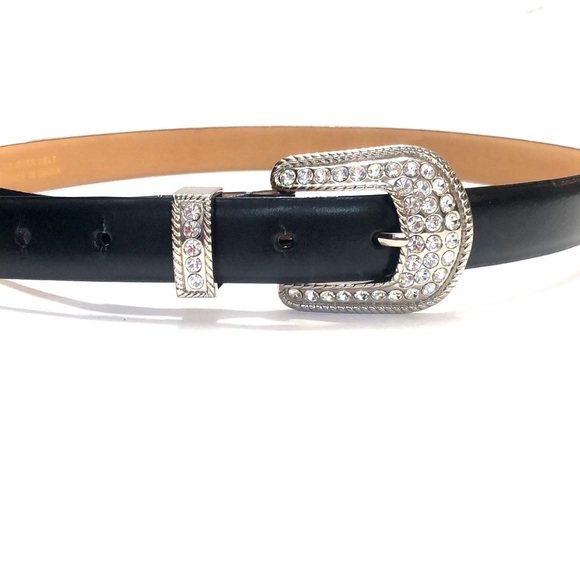 Navy Blue & Bling Genuine Leather Belt Size Large - Picture 1 of 11